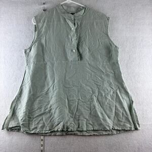 Amity Home Sleeveless Blouse Linen Cotton Blend Breathable Medium Lagenlook Sage